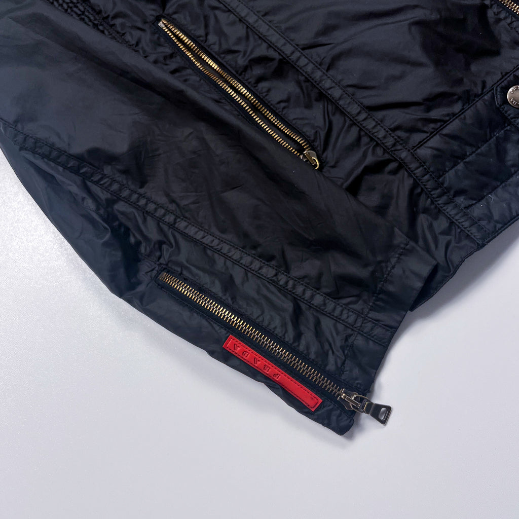Prada Black Quilted Nylon Zip Jacket Size M