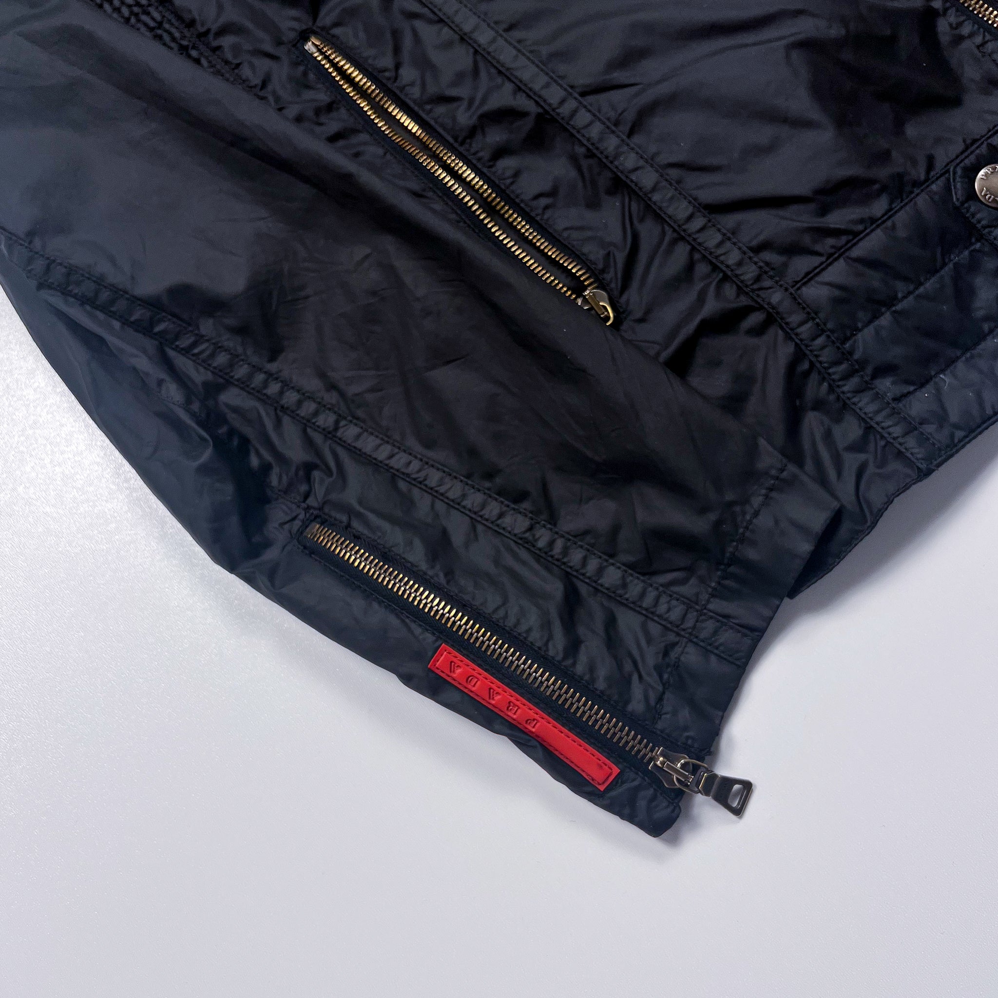 Prada Black Quilted Nylon Zip Jacket Size M