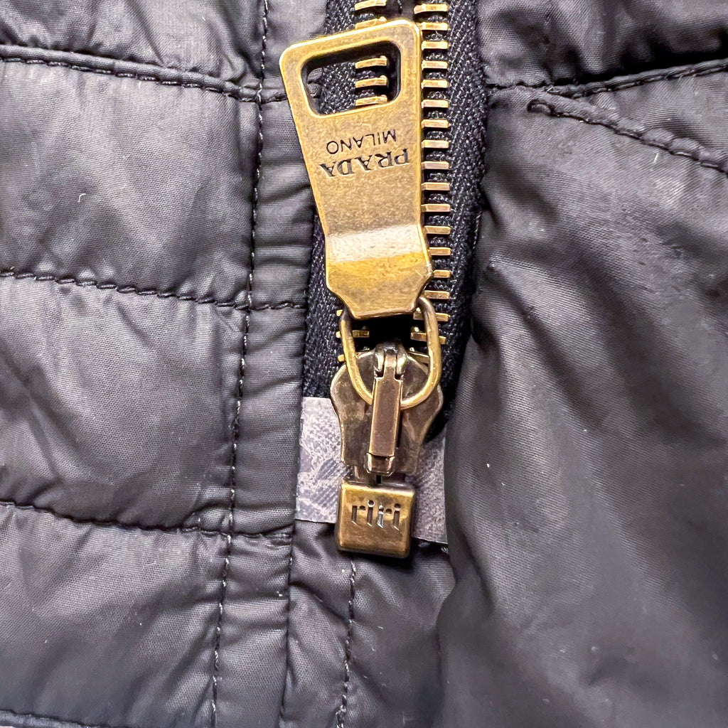 Prada Black Quilted Nylon Zip Jacket Size M