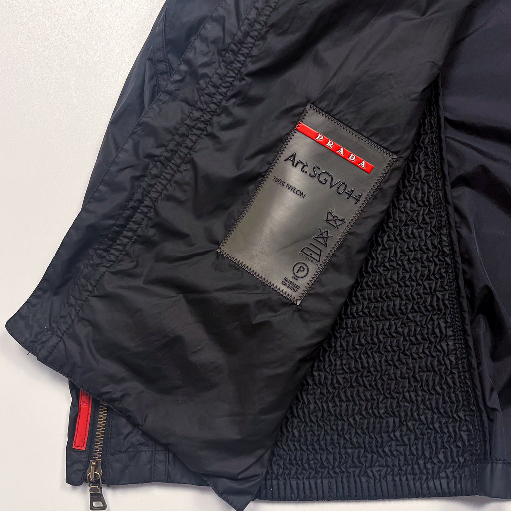 Prada Black Quilted Nylon Zip Jacket Size M