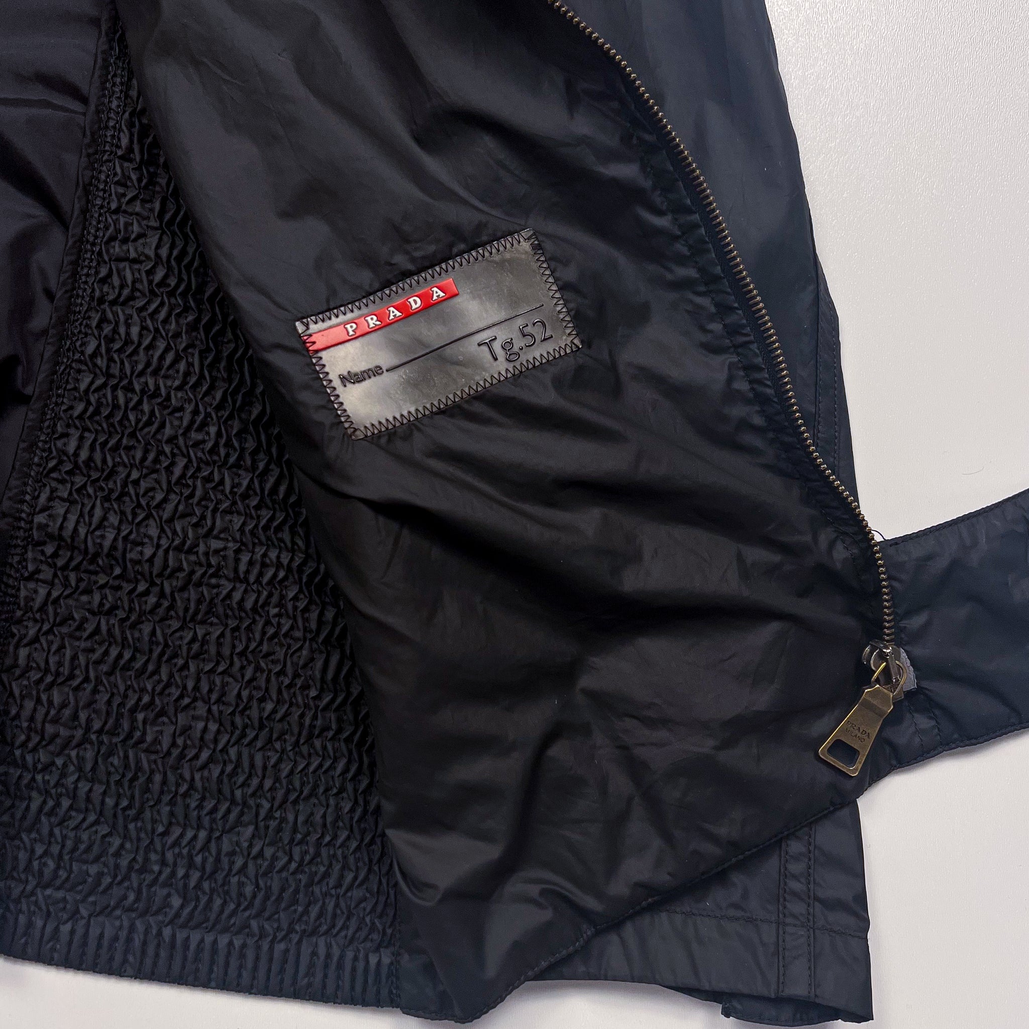 Prada Black Quilted Nylon Zip Jacket Size M