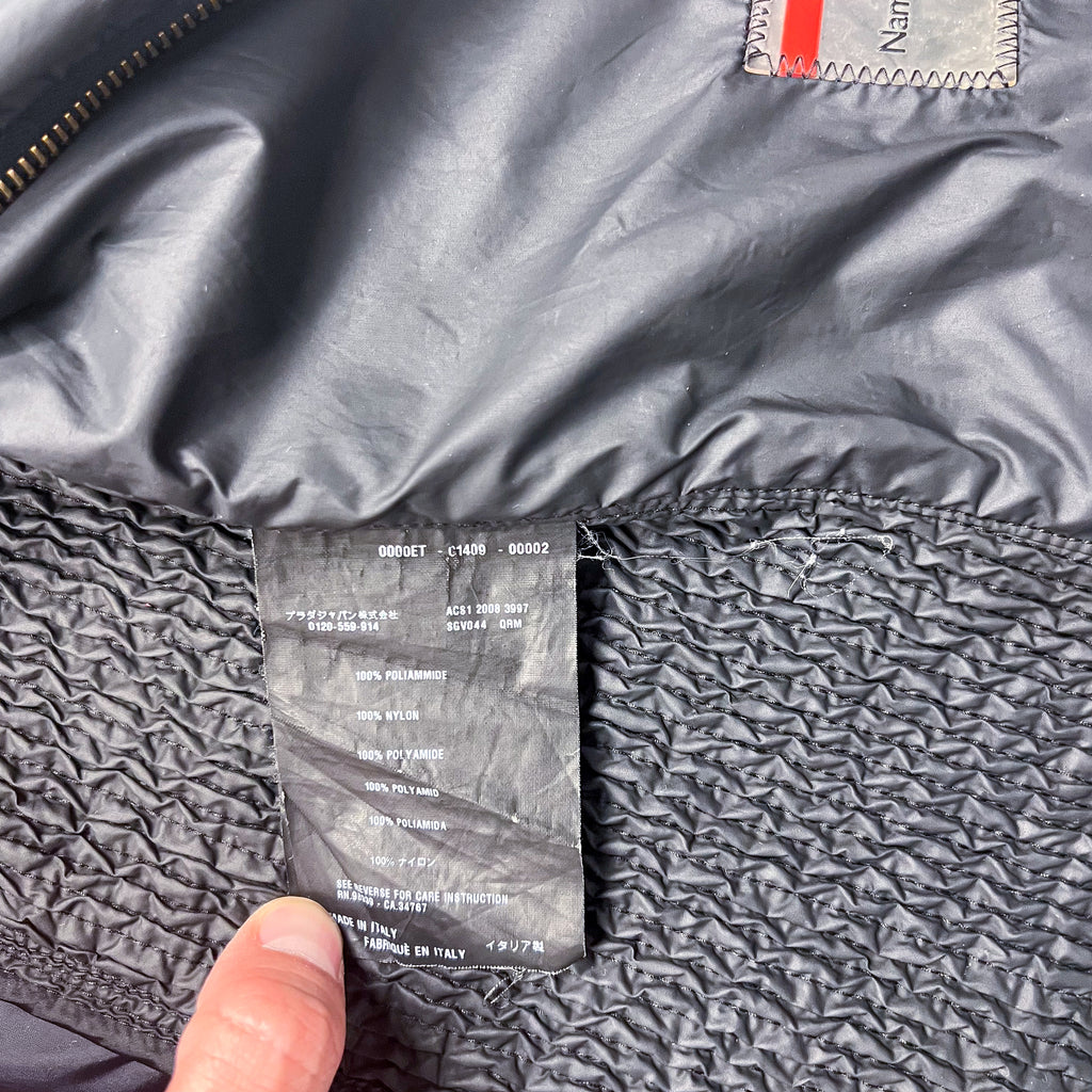 Prada Black Quilted Nylon Zip Jacket Size M