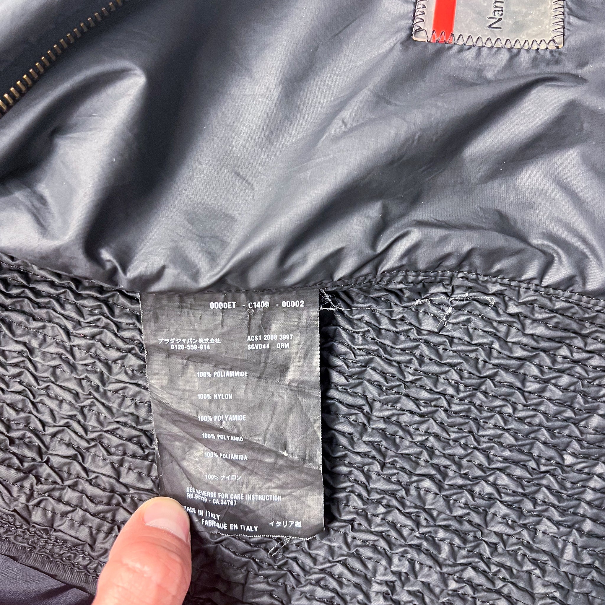Prada Black Quilted Nylon Zip Jacket Size M