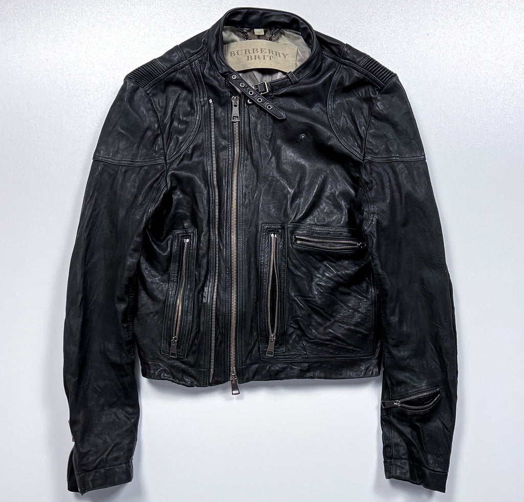 Burberry Brit Black Leather Biker Jacket  Size M