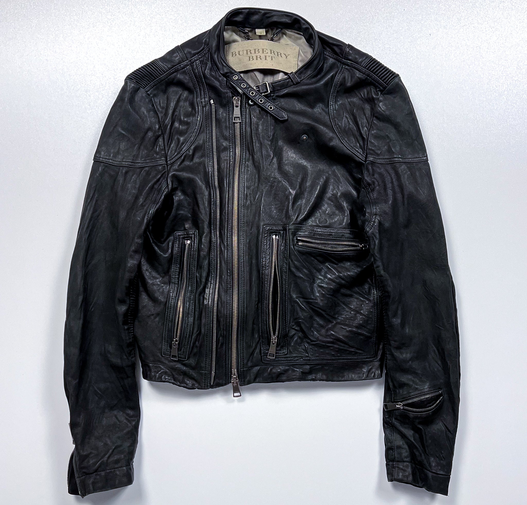 Burberry Brit Black Leather Biker Jacket  Size M