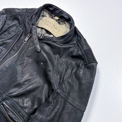 Burberry Brit Black Leather Biker Jacket  Size M