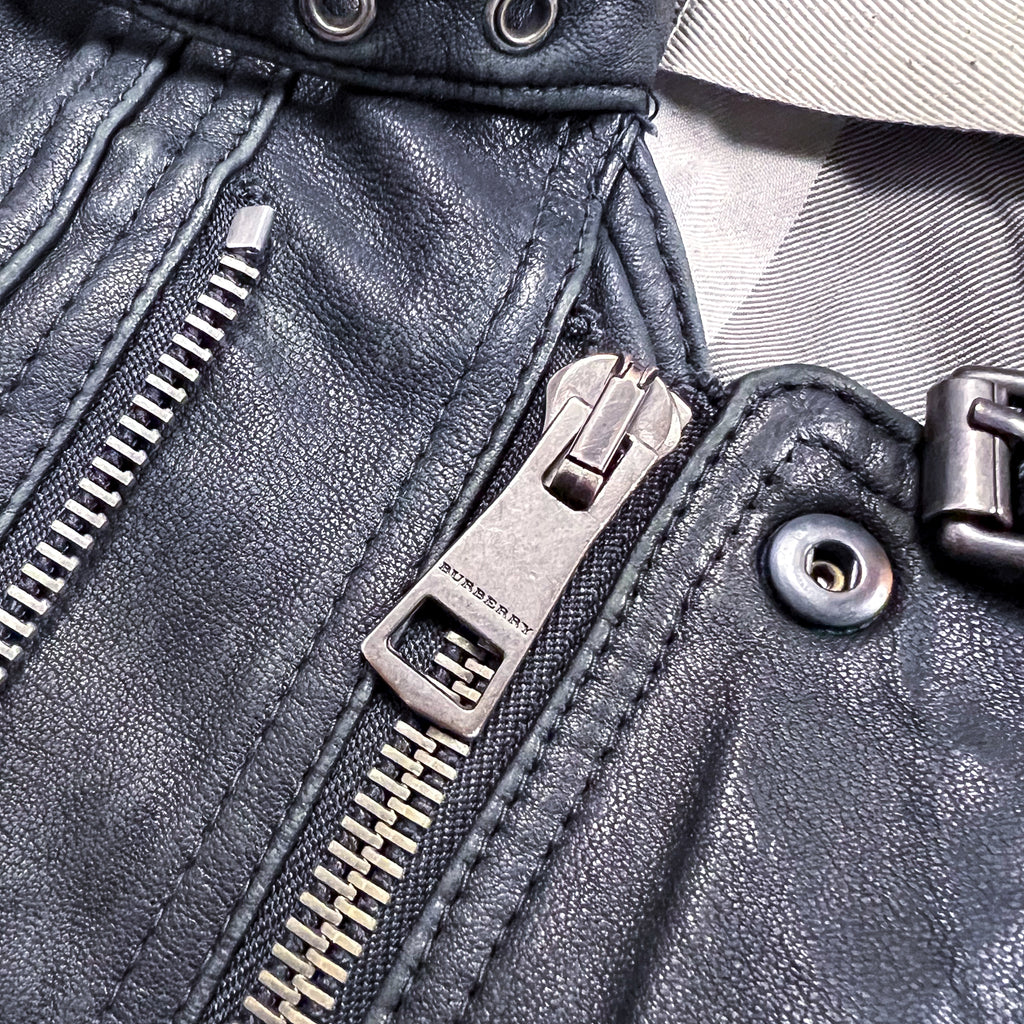 Burberry Brit Black Leather Biker Jacket  Size M