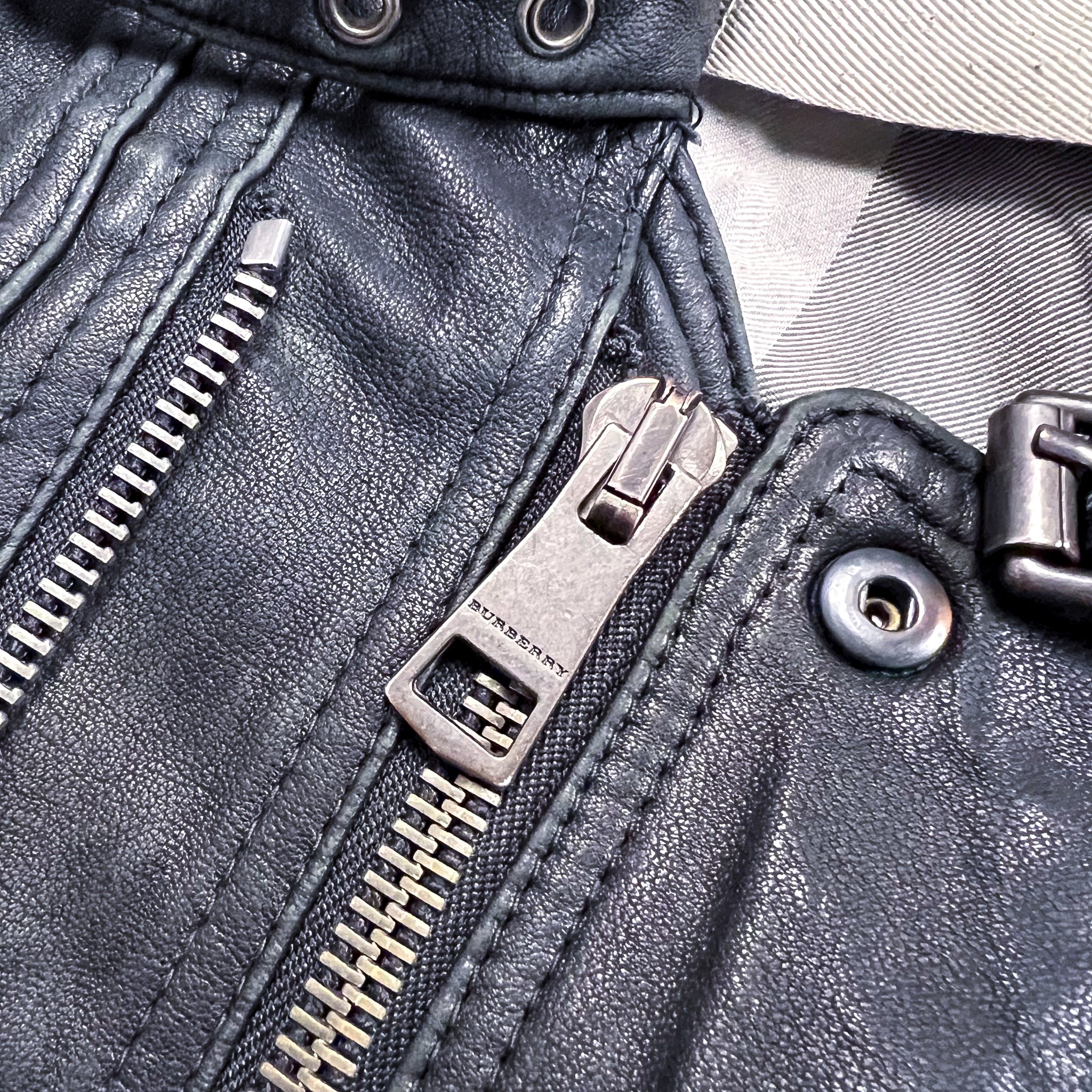 Burberry Brit Black Leather Biker Jacket  Size M