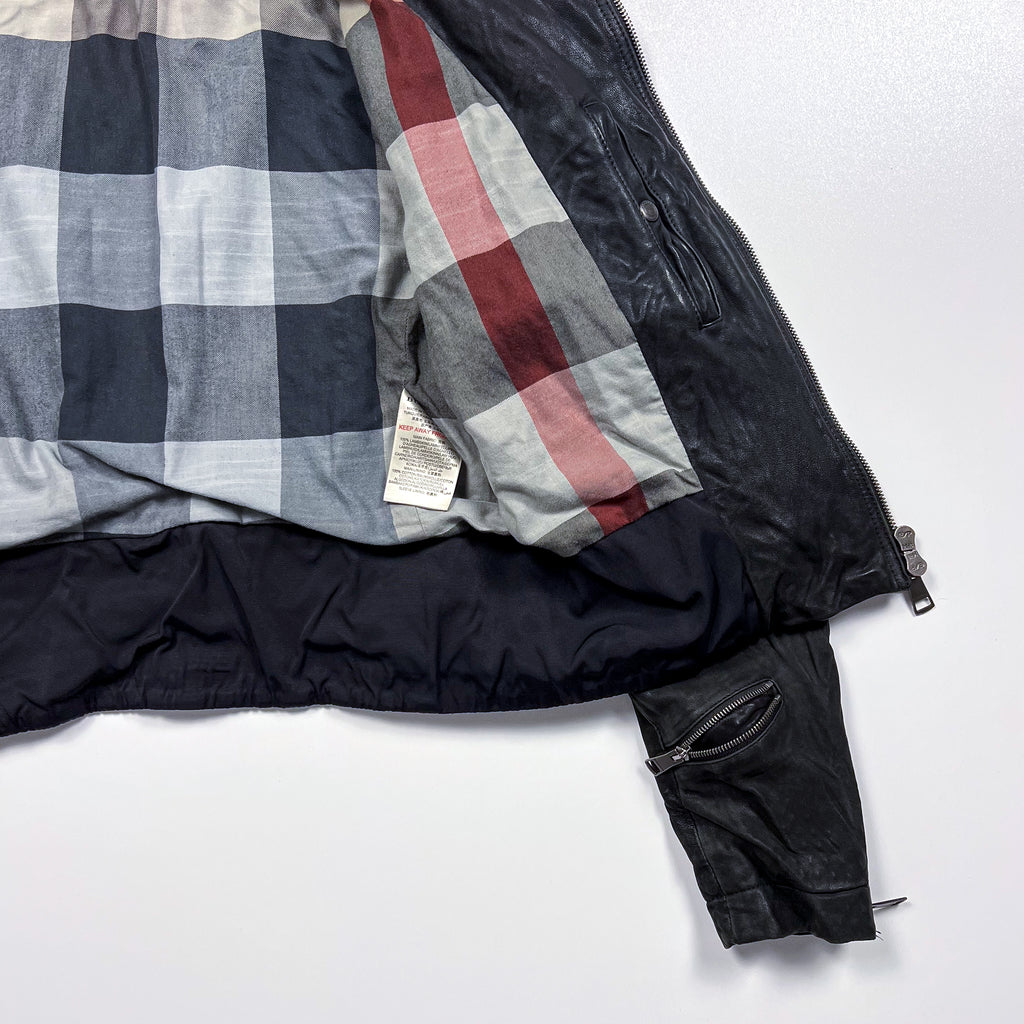 Burberry Brit Black Leather Biker Jacket  Size M