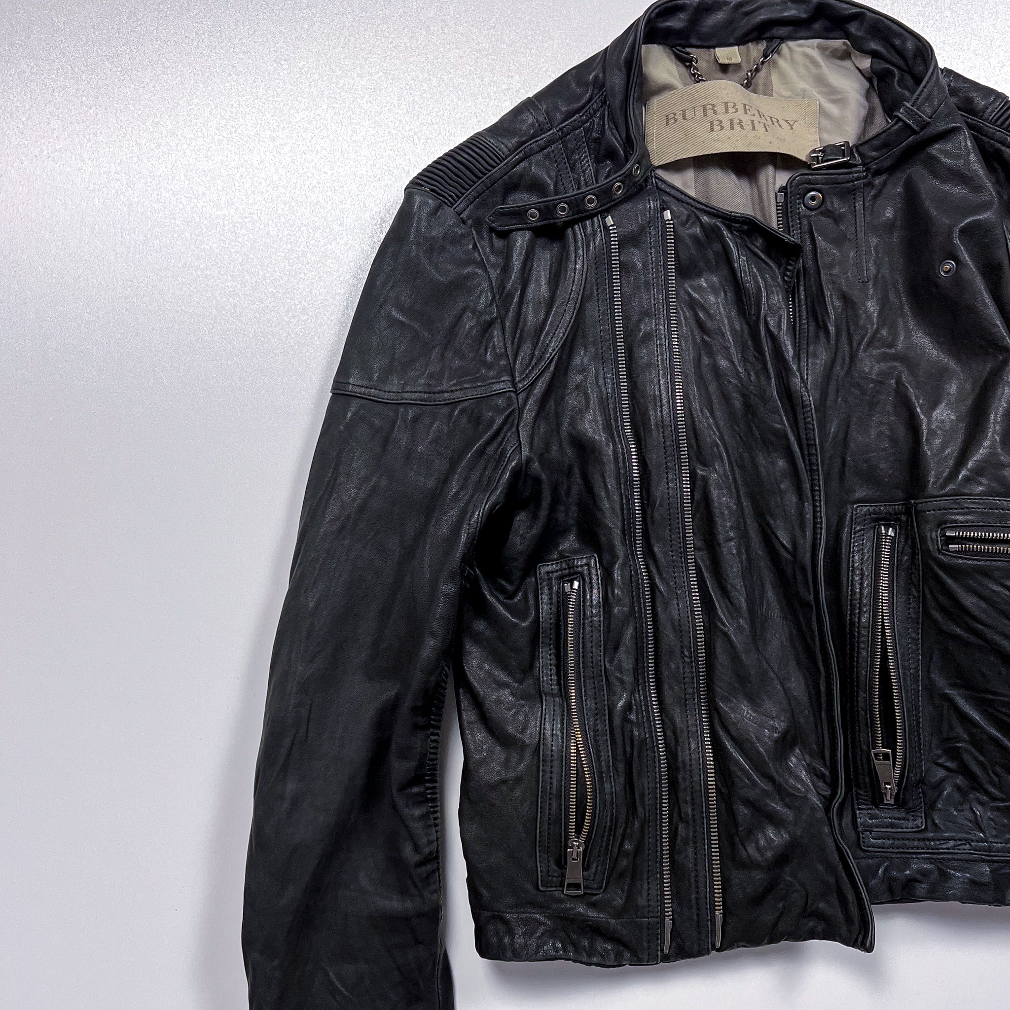 Burberry Brit Black Leather Biker Jacket  Size M