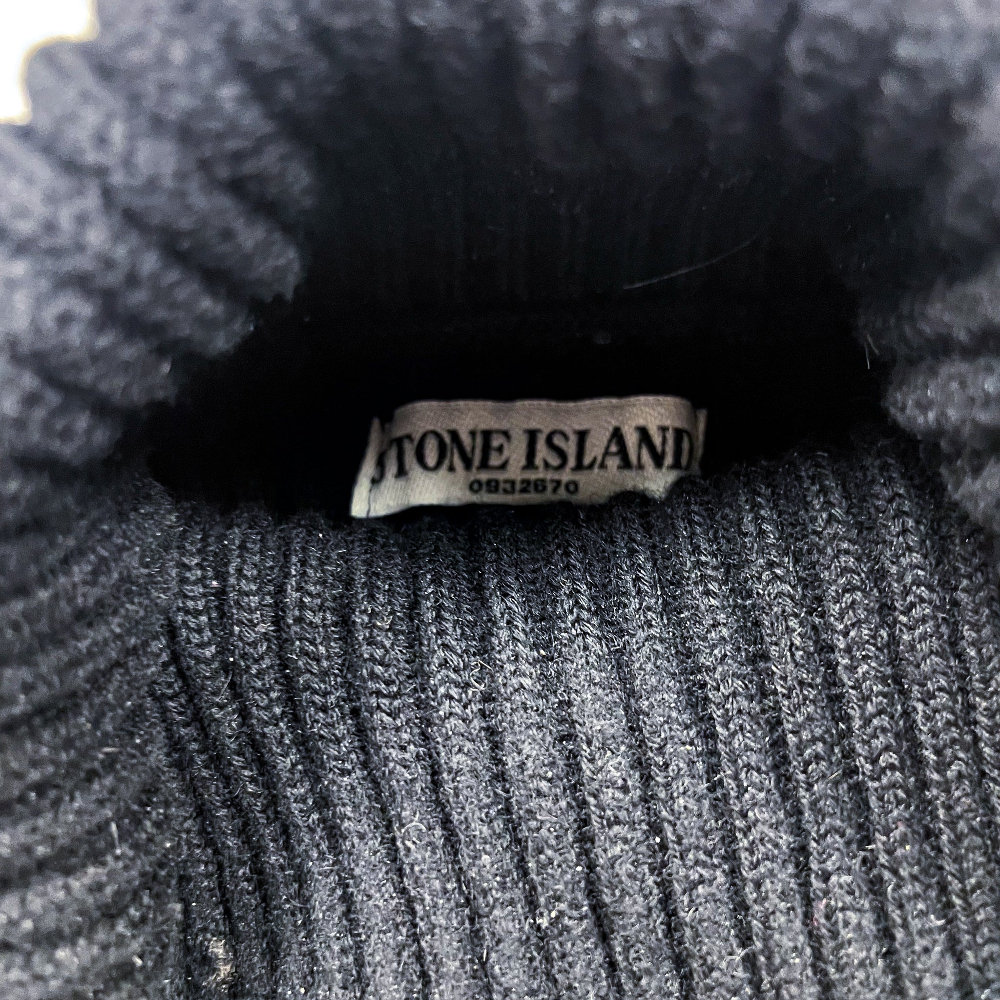 Stone Island Black Ribbed Wool Turtleneck Jumper