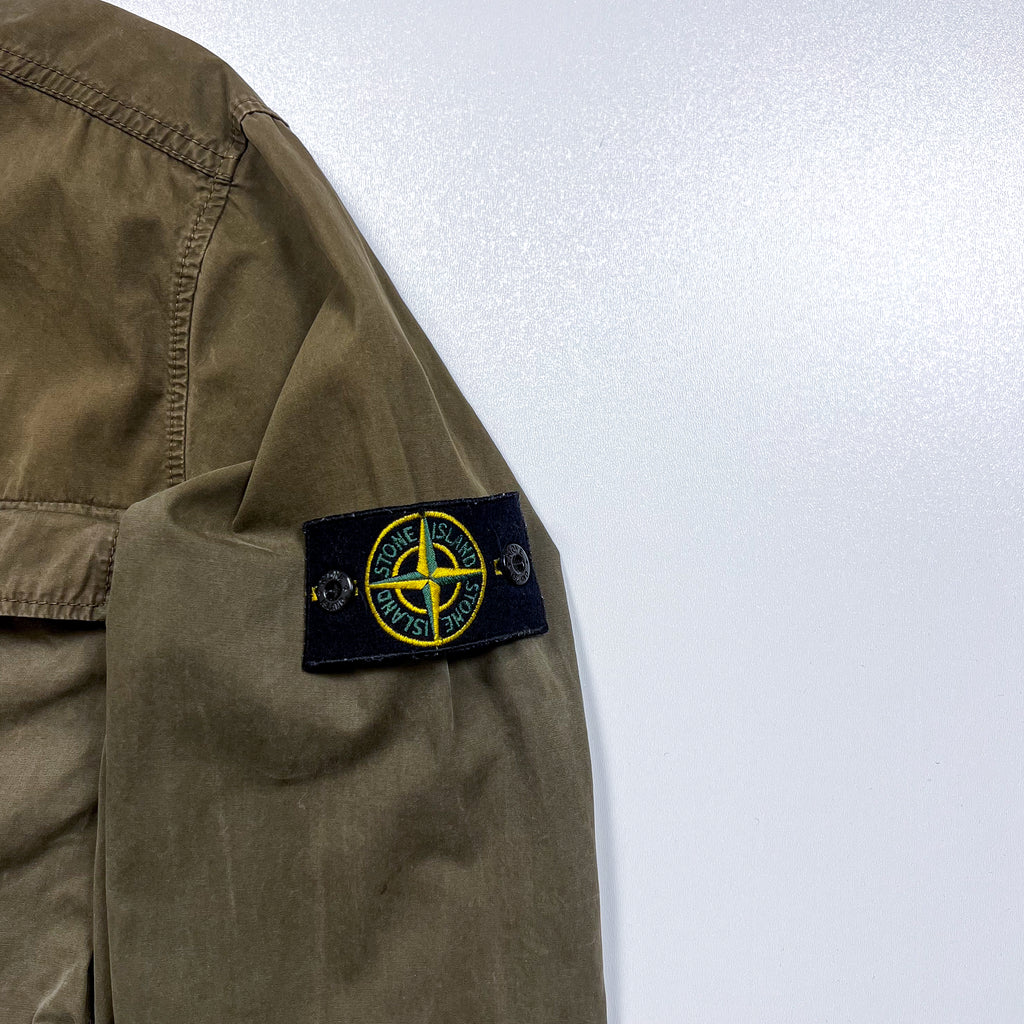 Stone Island Olive Zip-Up Overshirt Jacket Size Medium