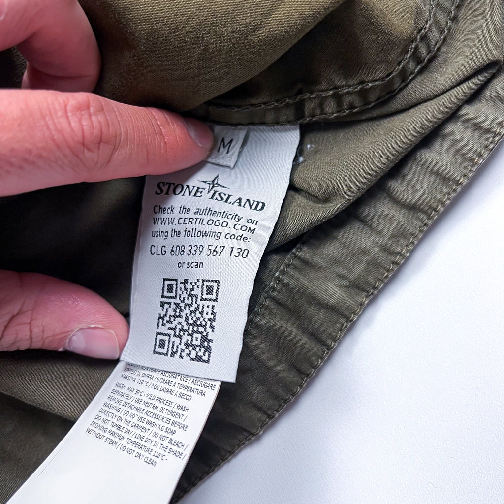 Stone Island Olive Zip-Up Overshirt Jacket Size Medium
