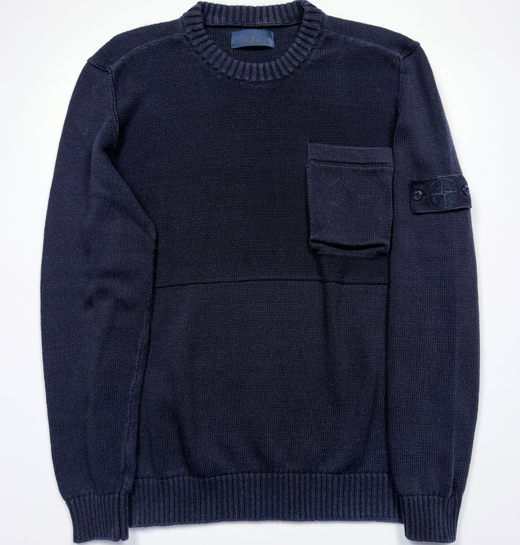 Stone Island Navy Wool Ghost Crewneck Sweater