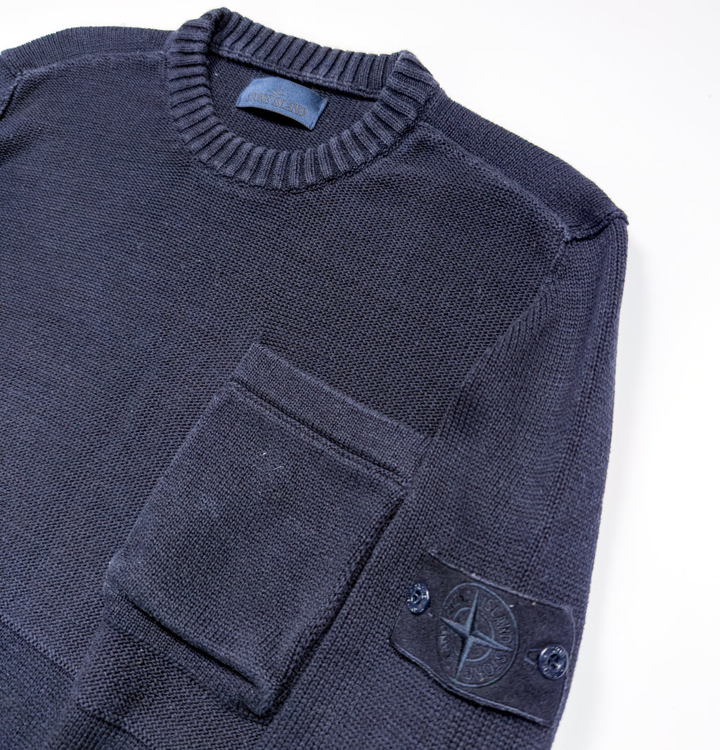 Stone Island Navy Wool Ghost Crewneck Sweater