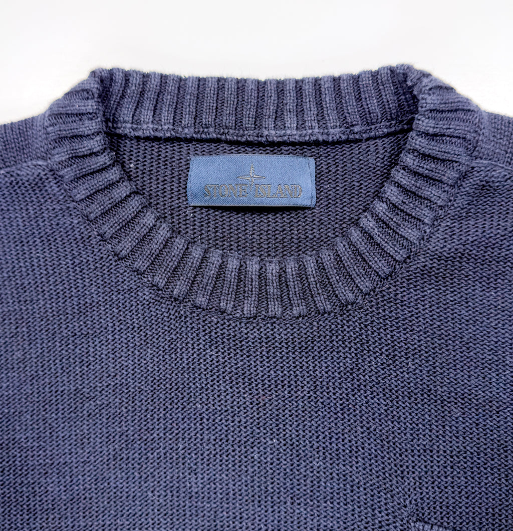 Stone Island Navy Wool Ghost Crewneck Sweater